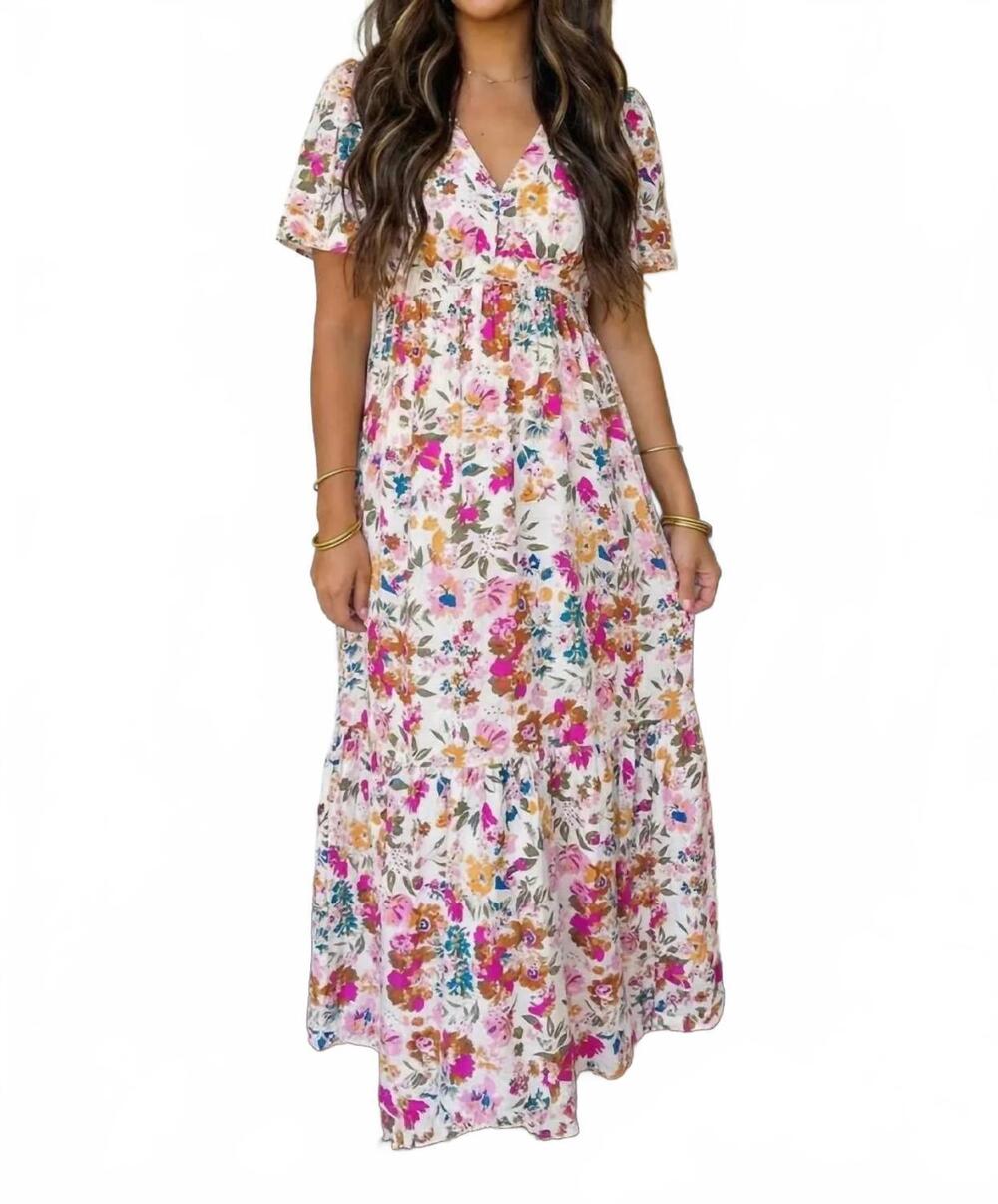 NEW LA SOCIETY whimsy wildflower maxi dress in white